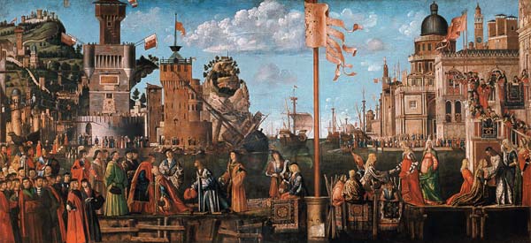 The Meeting of Etherius and Ursula and the Departure of the Pilgrims, from the St. Ursula Cycle, ori à Vittore Carpaccio