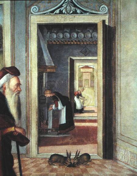 The Birth of the Virgin, detail of servants in the background à Vittore Carpaccio