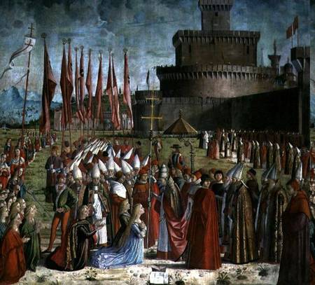 The Pilgrims Meet Pope Cyriac before the Walls of Rome, from the St. Ursula Cycle à Vittore Carpaccio