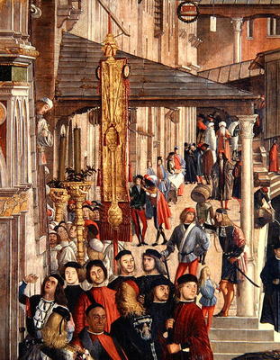 Street Scene, detail from The Miracle of the Relic of the True Cross on the Rialto Bridge, 1494 (oil à Vittore Carpaccio