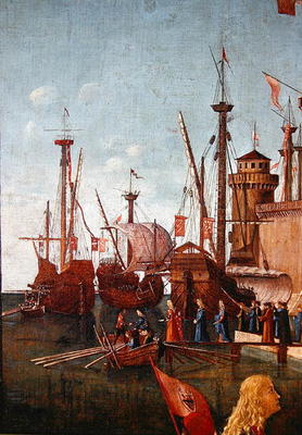 The Departure of the Pilgrims, detail from The Meeting of Etherius and Ursula and the Departure of t à Vittore Carpaccio