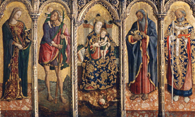 Madonna mit dem Kind und vier Heiligen. Polyptichon à Vittore Crivelli