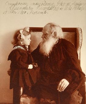 The author Leon Tolstoy with his granddaughter Tatiana in Yasnaya Polyana