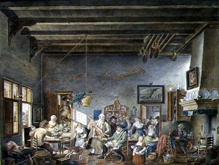 A Dutch Tavern Interior (after a painting by Johannes Petrus van Horstock) (1745-1825) 1824 à W. Jansens