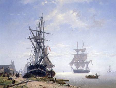 Ships in a Dutch Estuary à W.A. van Deventer