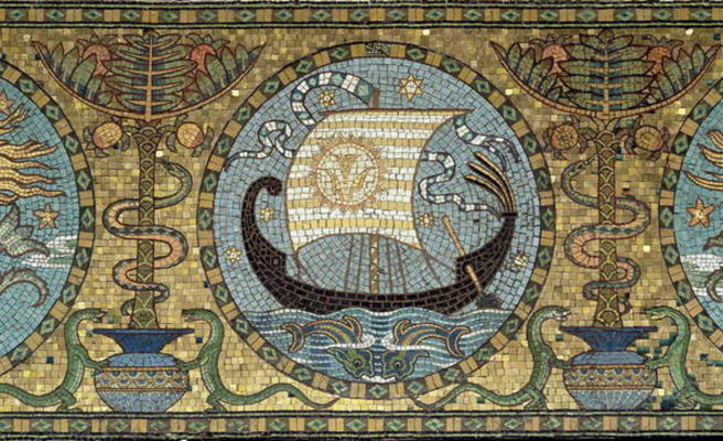 Detail of the gold mosaic floor, c.1881 (mosaic) à Walter Crane