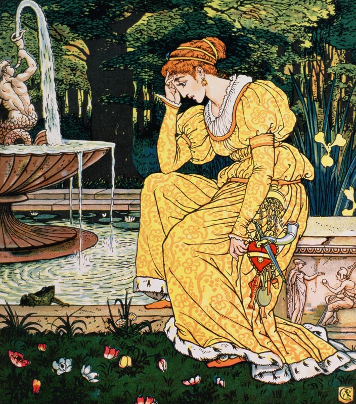 'Frog Prince and the Maiden', pub.1874, (illustration) à Walter Crane