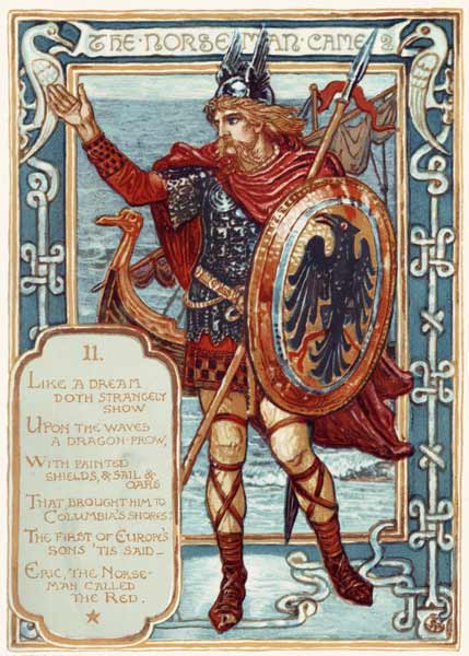 The Norseman. From: Columbia's Courtship: A Picture History of the United States à Walter Crane