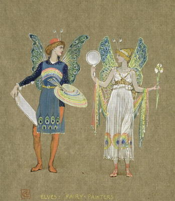 Elves and Fairy Painters, from 'The Snowman' 1899 (w/c on paper) à Walter Crane