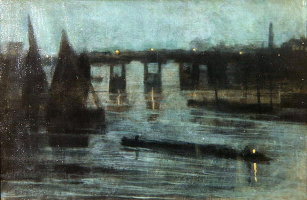 Nocturne, Old Battersea Bridge, 1885 (oil on canvas) à Walter Greaves