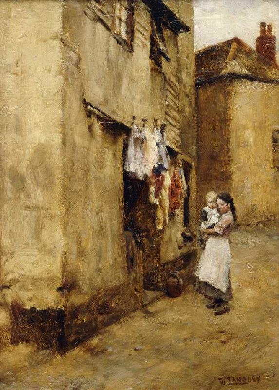 Eine Straße in Newlyn. à Walter Langley