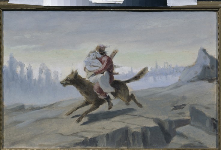 Ivan Tsarevich riding the Gray Wolf à Wassili Perow