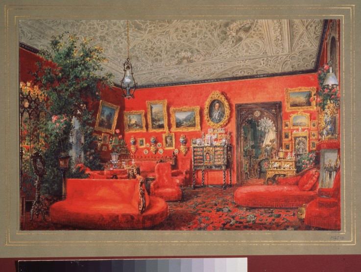 The Red livingroom in the Yusupov Palace in St. Petersburg à Wassili Sadownikow