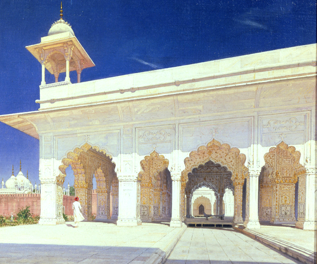 Der große Mongolen-Thron von Sha-Dshachan im Fort Delhi à Wassili Werestschagin