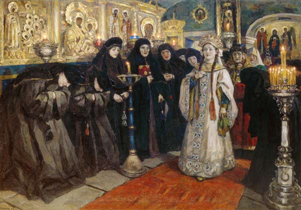 Visite de la tsarine dans un monastère de femme à Wassilij Iwanowitsch Surikow