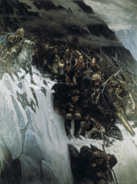 Suvorov crosses Alps / Surikov Painting à Wassilij Iwanowitsch Surikow