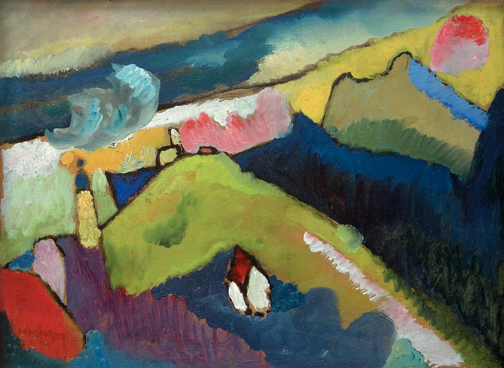 Murnau – Berglandschaft mit Kirche à Vassily Kandinsky