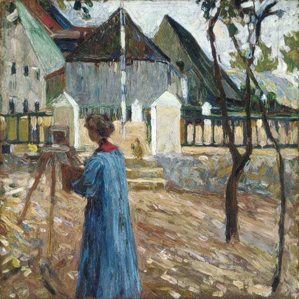 Gabriele Münter when painting in Kallmünz. à Vassily Kandinsky