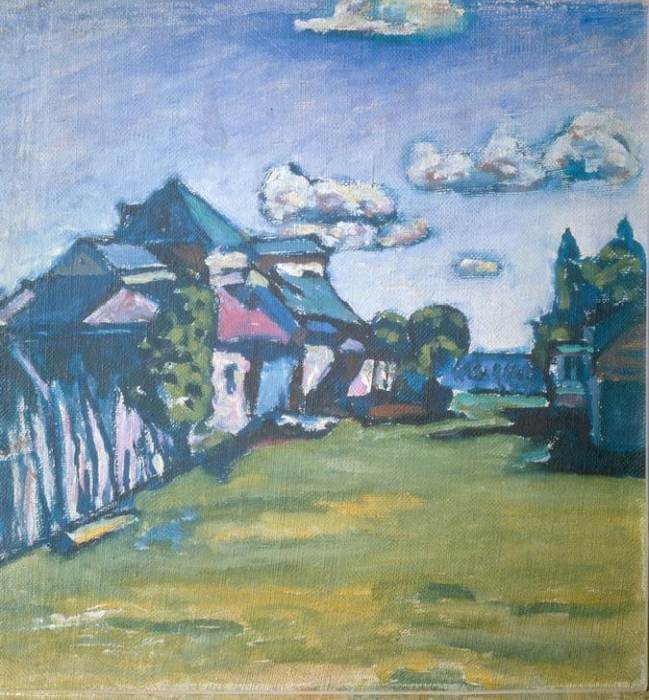 Landscape with buidlings à Vassily Kandinsky