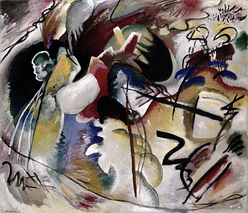 Painting with white form à Vassily Kandinsky