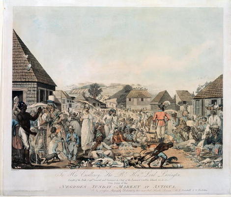 Negroes Sunday Market at Antigua, engraved by Cordon, pub. by G. Tustolini, London, 1806 (etching, e à W.E. Beastall