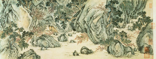 The Journey to the 'Land of the Immortals' detail of 'The Peach Blossom Spring' from a poem entitled à Wen  Zhengming