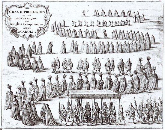 Grand Procession of the Sovereign and the Knights of the Garter at Windsor à Wenceslaus Hollar