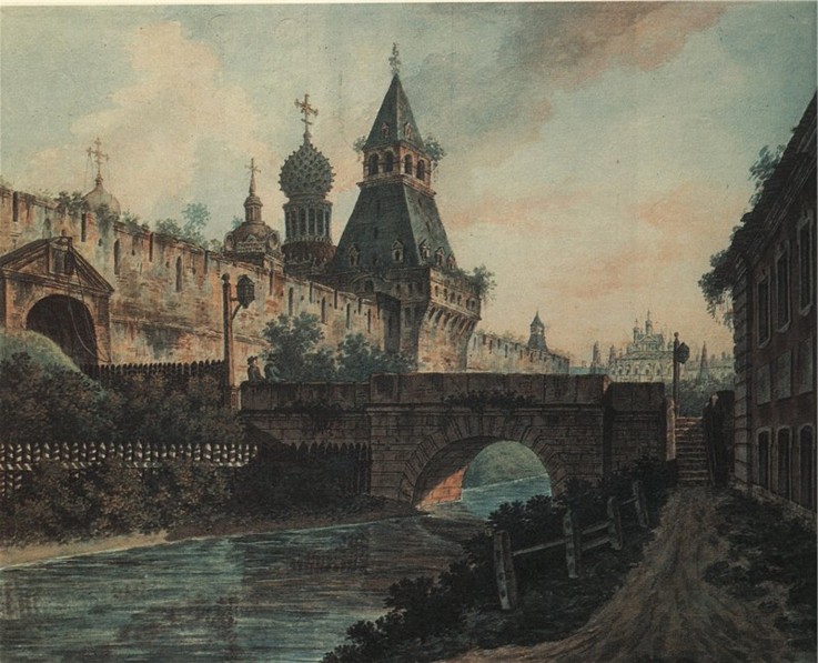 View of St. Nicholas Gates to Kitay-gorod in Moscow à Werkst. Alexejew