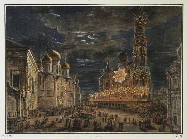 Illumination at the Sobornaya Square in Honour of Emperor Alexander I Coronation à Werkst. Alexejew