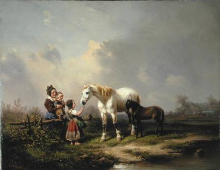 Feeding the Mare and the Foal à Wilhelm Alexander Meyerheim
