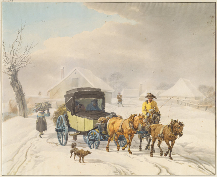 Stagecoach in Winter à Wilhelm Alexander Wolfgang von Kobell