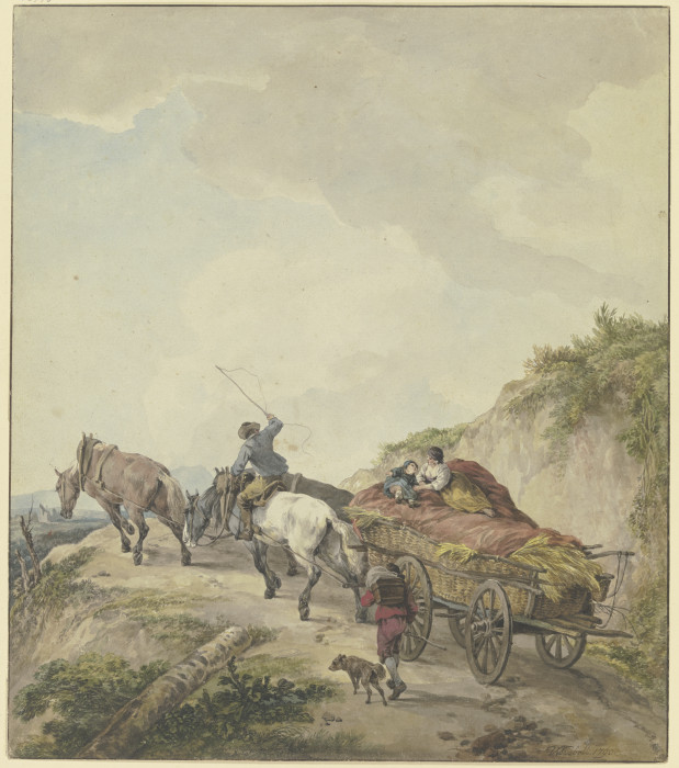 Bauernwagen in bergiger Landschaft à Wilhelm Alexander Wolfgang von Kobell