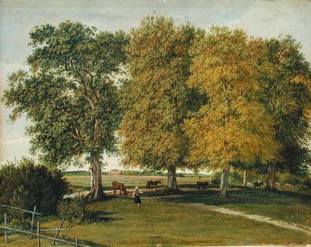 Herder with Cattle beneath Autumnal Trees à Wilhelm Alexander Wolfgang von Kobell