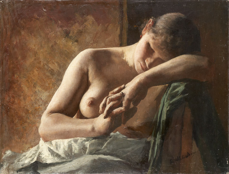 Model study of a sleeping girl à Wilhelm Altheim