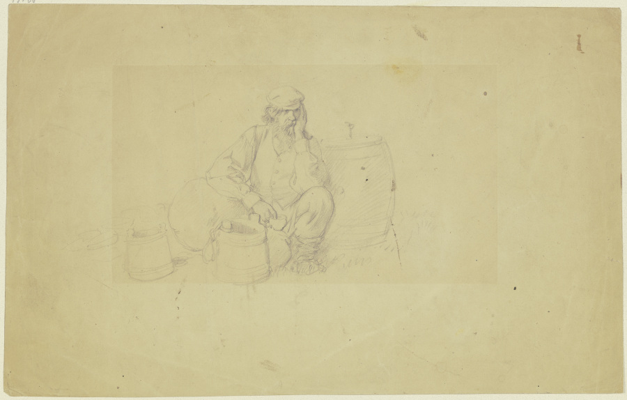 Russischer Bauer, sinnend bei bei seinen Vorräten sitzend à Wilhelm Amandus Beer