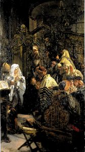 Juifs dans la synagoge à Wilhelm August Stryowski