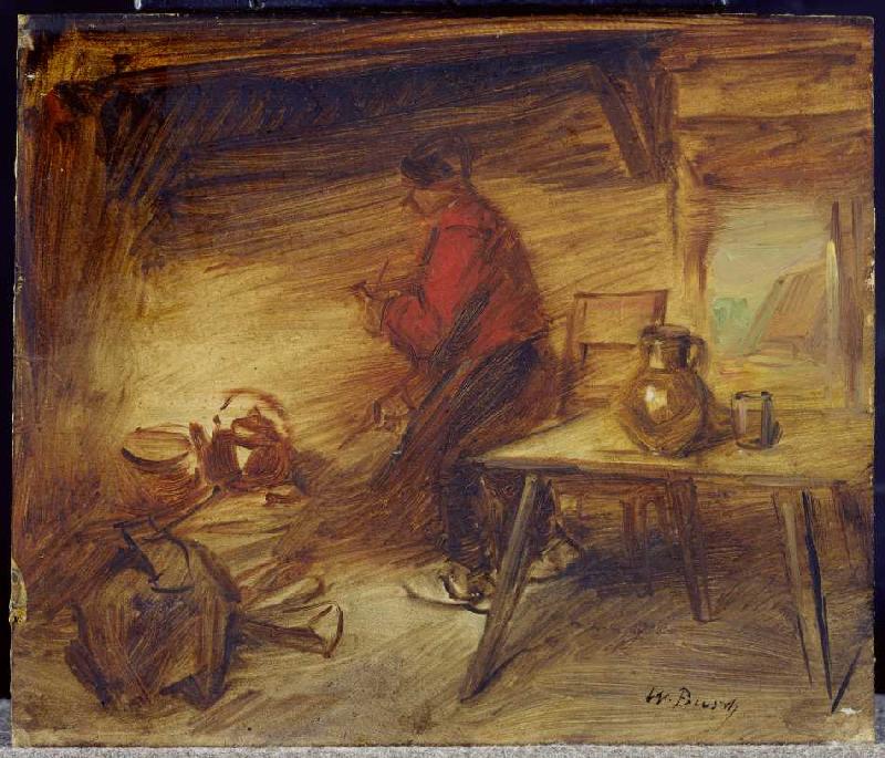 Bauer in einer Stube à Wilhelm Busch