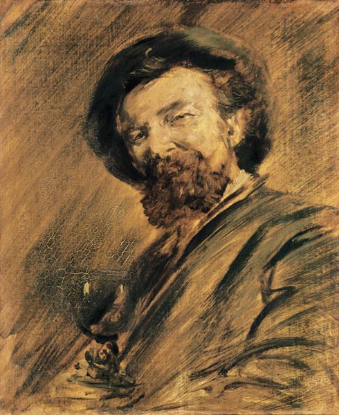 auto-portrait avec le verre de vin, à Wilhelm Busch