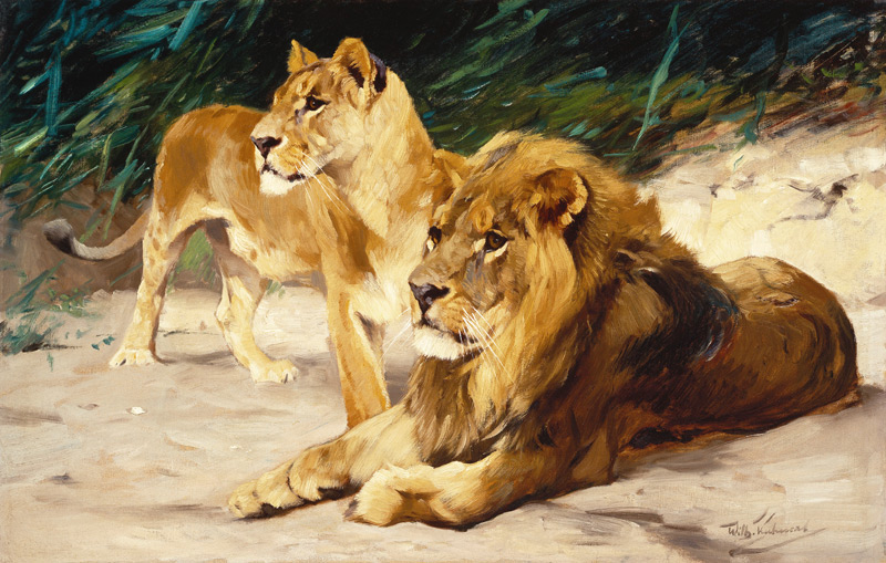 Löwenpaar. à Wilhelm Kuhnert