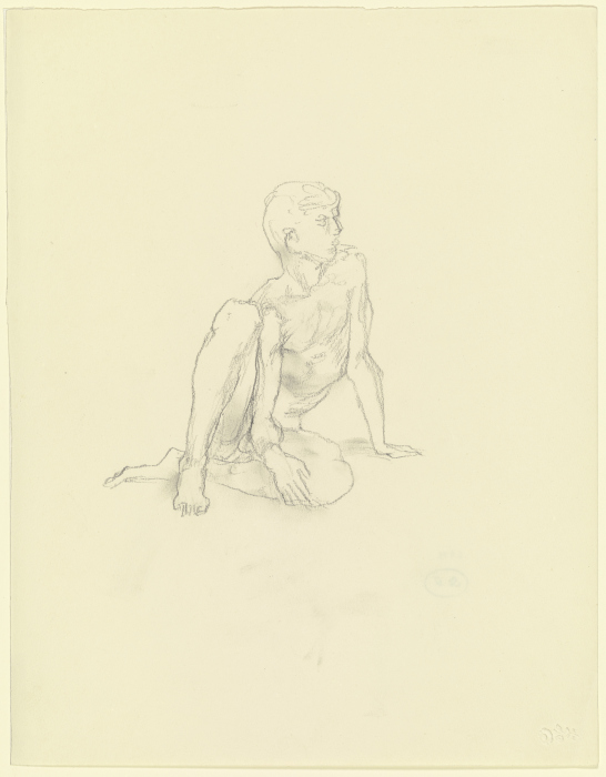 Nude of a sitting boy à Wilhelm Rietschel