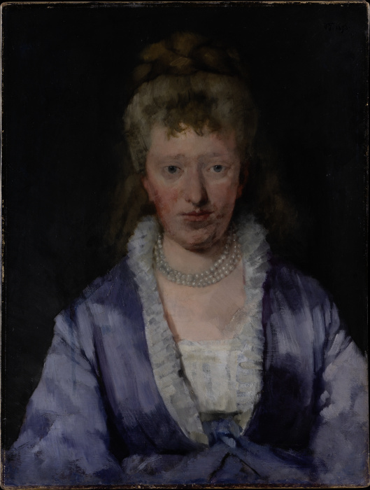 Portrait of a Dame with a Violet Dress à Wilhelm Trübner