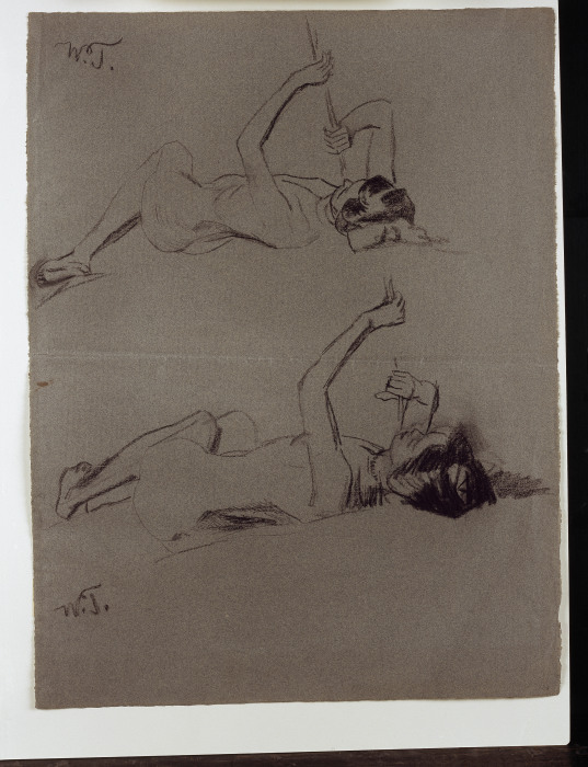 Zwei weibliche Akte, auf dem Rücken liegend à Wilhelm Trübner