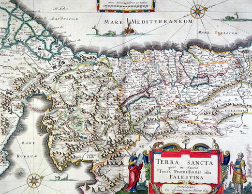 Map of the Holy Land, published in Amsterdam, 1629 (colour engraving) à Willem Blaeu