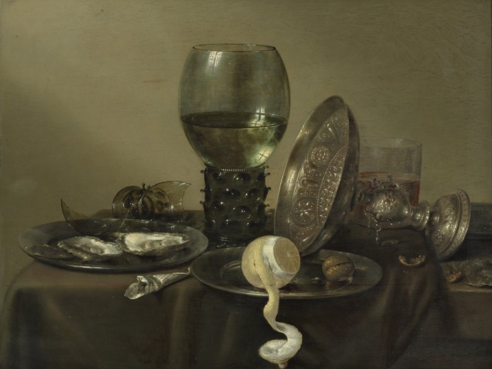 Still Life with Oysters, a Rummer, a Lemon and a Silver Bowl à Willem Claesz Heda