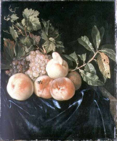 Still Life with Peaches and Grapes à Willem Frederik van Royen