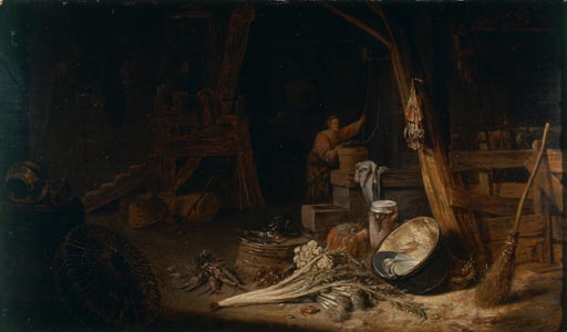 Inneres eines Bauernhauses à Willem Kalf