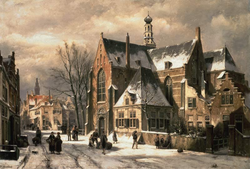 Scène d'hiver dans une église à Willem Koekkoek