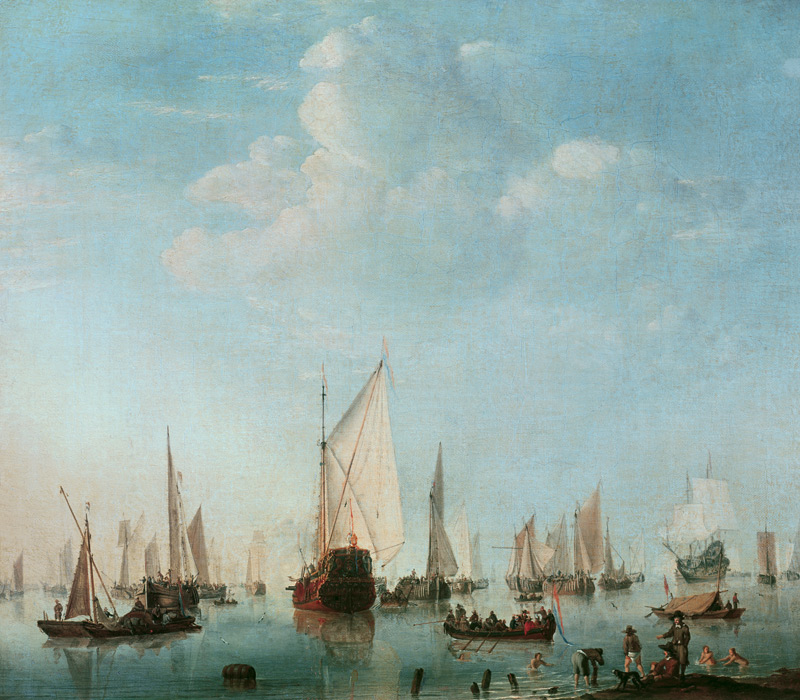 W.v.d.Velde d.J., Schiffe in ruhiger See à Willem van de Velde le Jeune