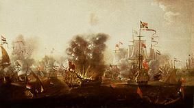 l'explosion du navire Eendracht dans la bataille de Lowestoft à Willem van der Stoop
