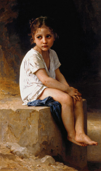 At the Foot of the Cliff à William Adolphe Bouguereau